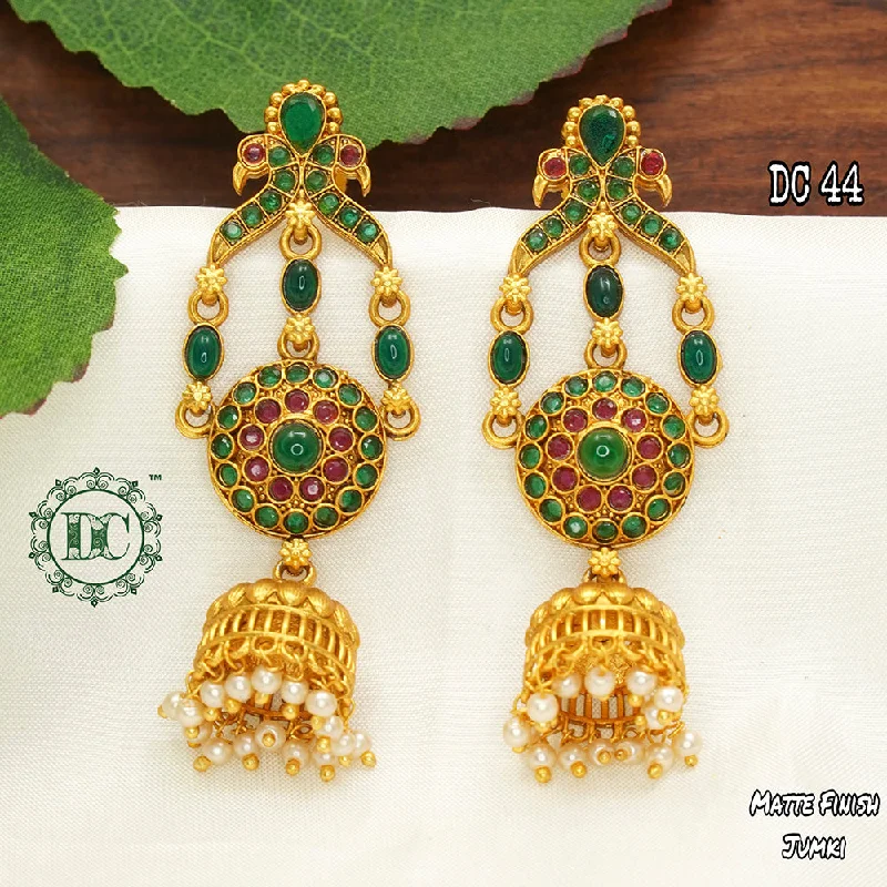 women’s timeless earrings-Diksha Collection Gold Plated Pota Stone Jhumkis Earrings