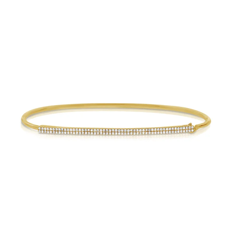 women’s cuff with diamonds-Diamond Pavé Line Bangle in 14K Gold