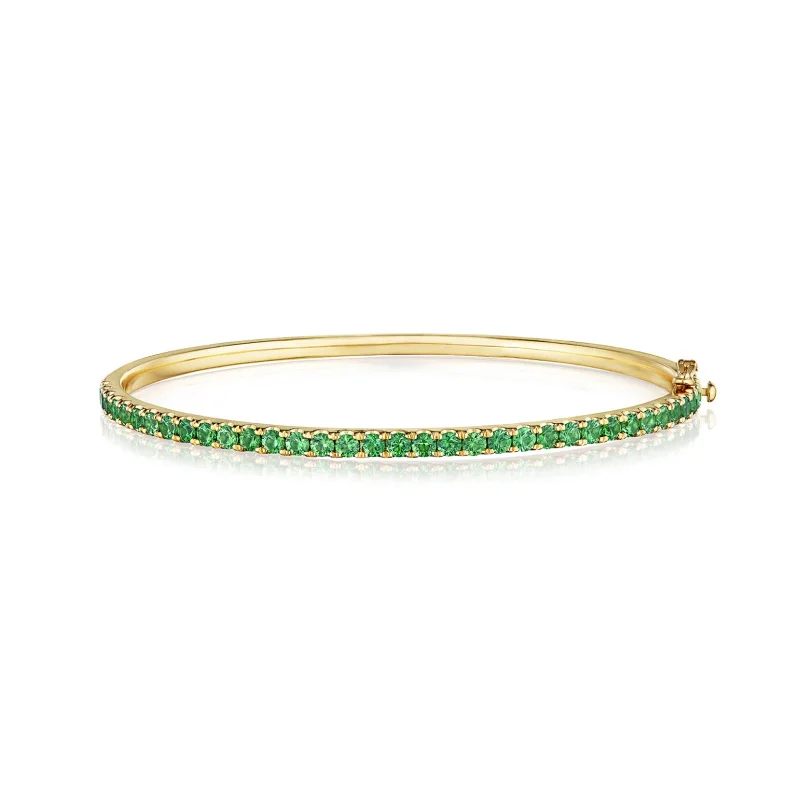 women’s elegant bracelet-Stackable Bangle with Tsavorites