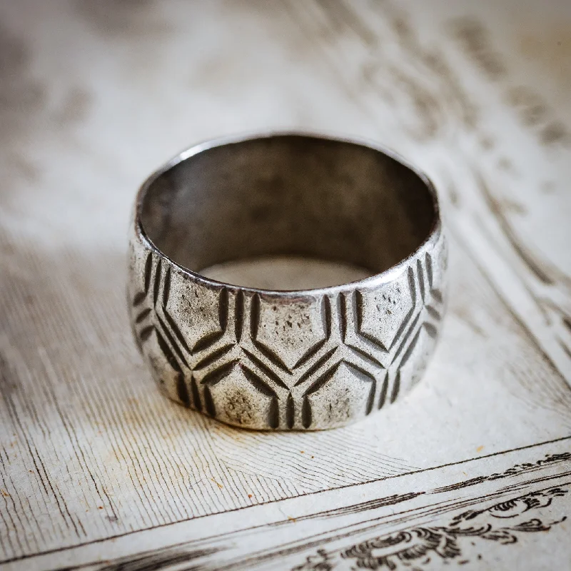 women’s twisted band ring-A Studio Made Vintage Modernist Silver Band Ring