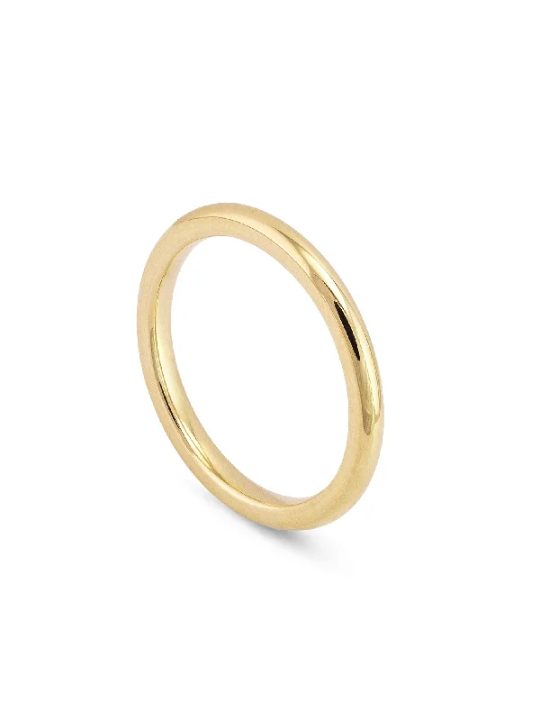 women’s gold ring-Classic Men's Court Shaped Yellow Gold Band (2mm Width)