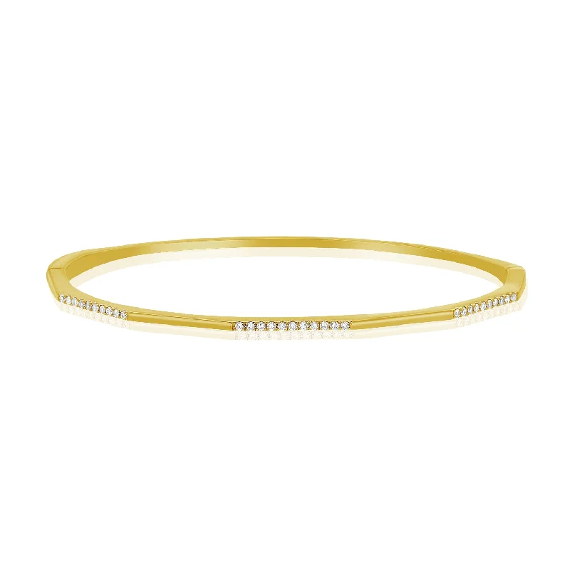 women’s luxury gemstone bracelet-14K Yellow Gold Diamond Hinged Bangle