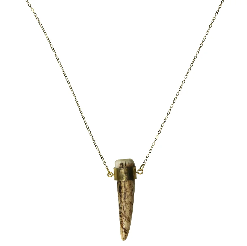 women’s eternity gemstone necklace-Shed Antler Necklace, Brass