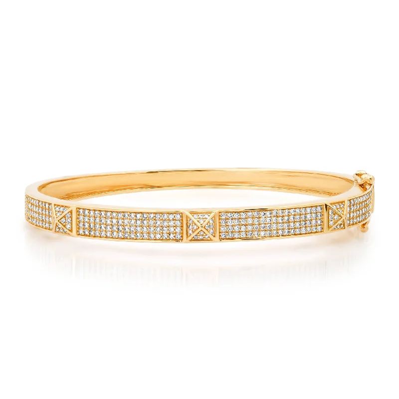 women’s round bangle-PAVE STUDS BANGLE, 14kt GOLD