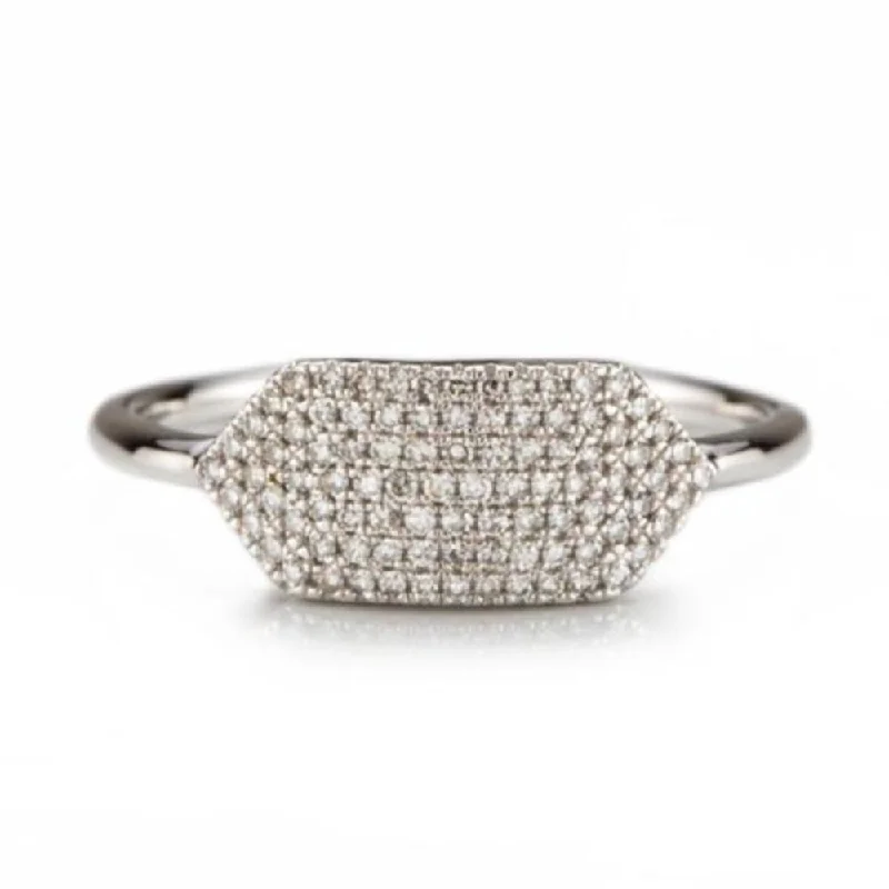 women’s wedding anniversary ring-Pave Shield Ring