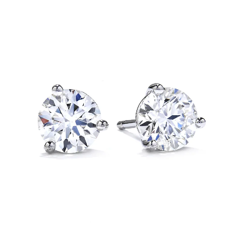 women’s hoop crystal earrings-Three-Prong Stud Earrings