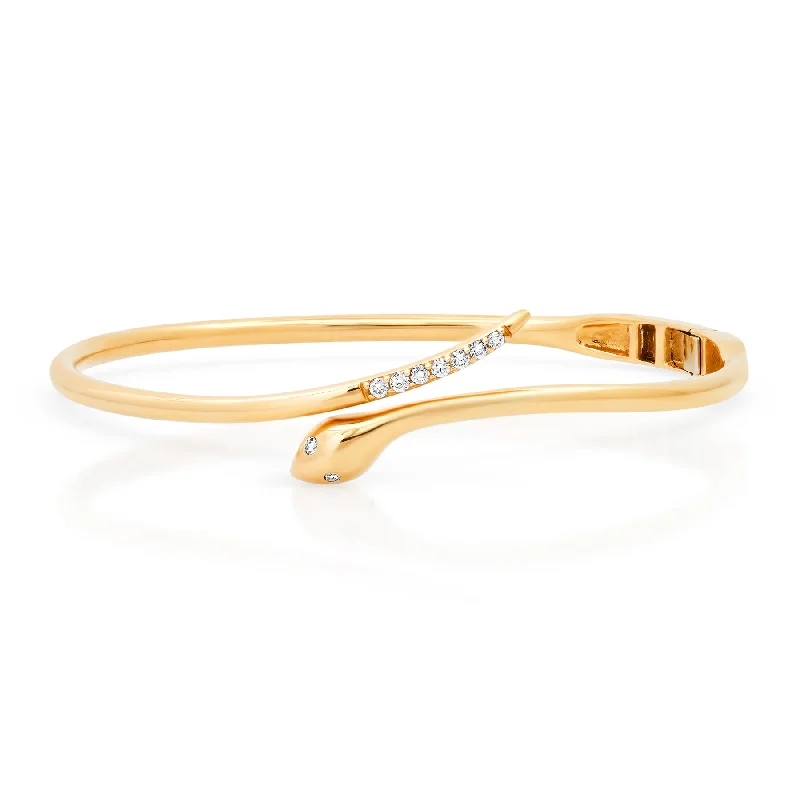 women’s handmade bangle-RATTLESNAKE DIAMOND BANGLE, 14kt GOLD