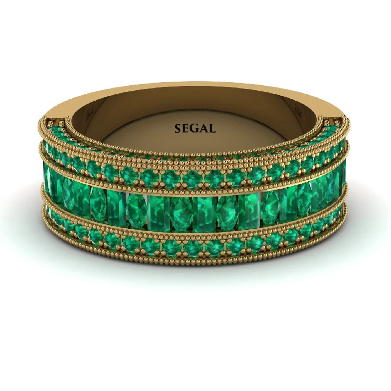 women’s minimalistic engagement rings-Emerald 14K Gold Pave Wedding Band - Mikayla No. 19