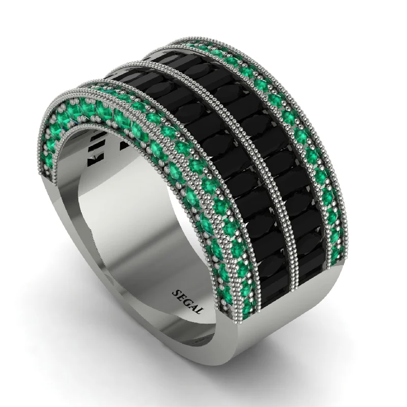 women’s two-tone engagement rings-Black Diamond Multi-Row Halo Wedding Band - Blake No. 24