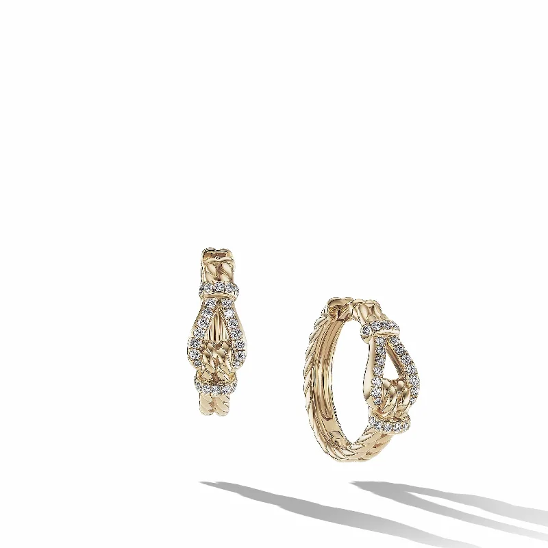 women’s classic pearl earrings-Thoroughbred Loop Hoop Earrings in 18K Yellow Gold with Pave Diamonds