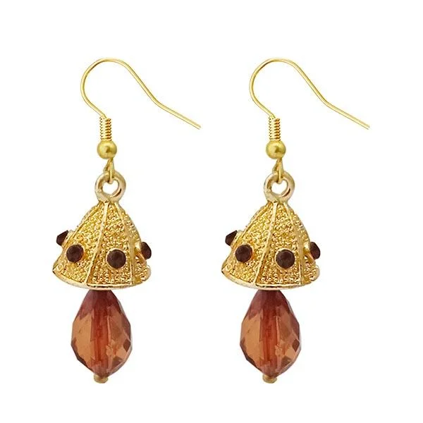 women’s trendy hoop earrings-Kriaa Austrian Stone Brown Gold Plated Jhumki Earrings - 1313707F