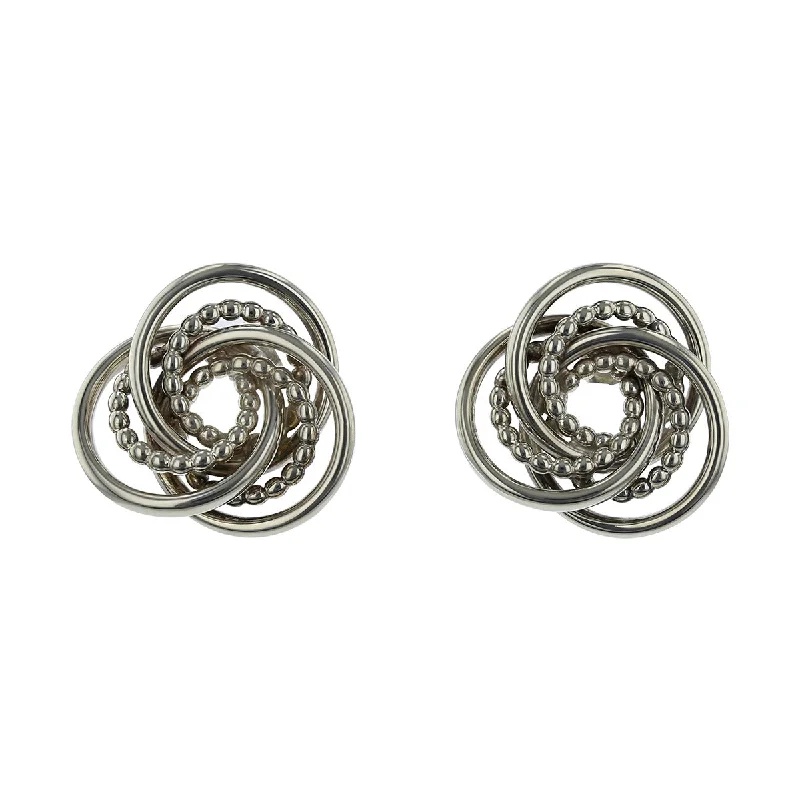 women’s pearl and diamond earrings-Sterling Silver Large Knot Earrings