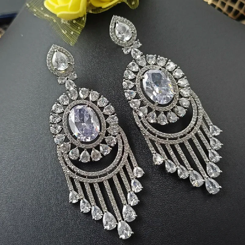 women’s stud earrings-Manisha Jewellery Silver Plated AD Stone Dangler Earrings