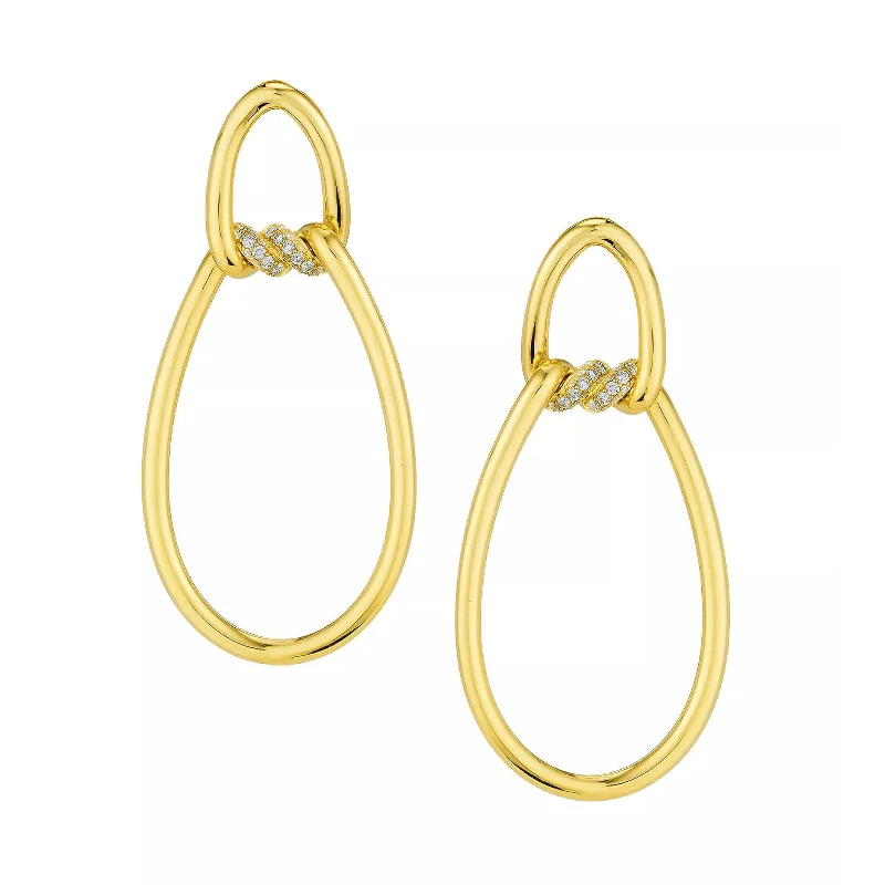 women’s cluster earrings-Cialoma Knot Link Earrings with Accent Diamonds