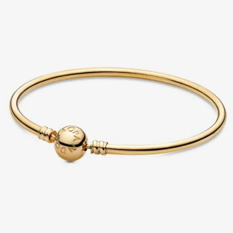 women’s chunky bracelet-Pandora Moments Bangle, 14K Yellow Gold