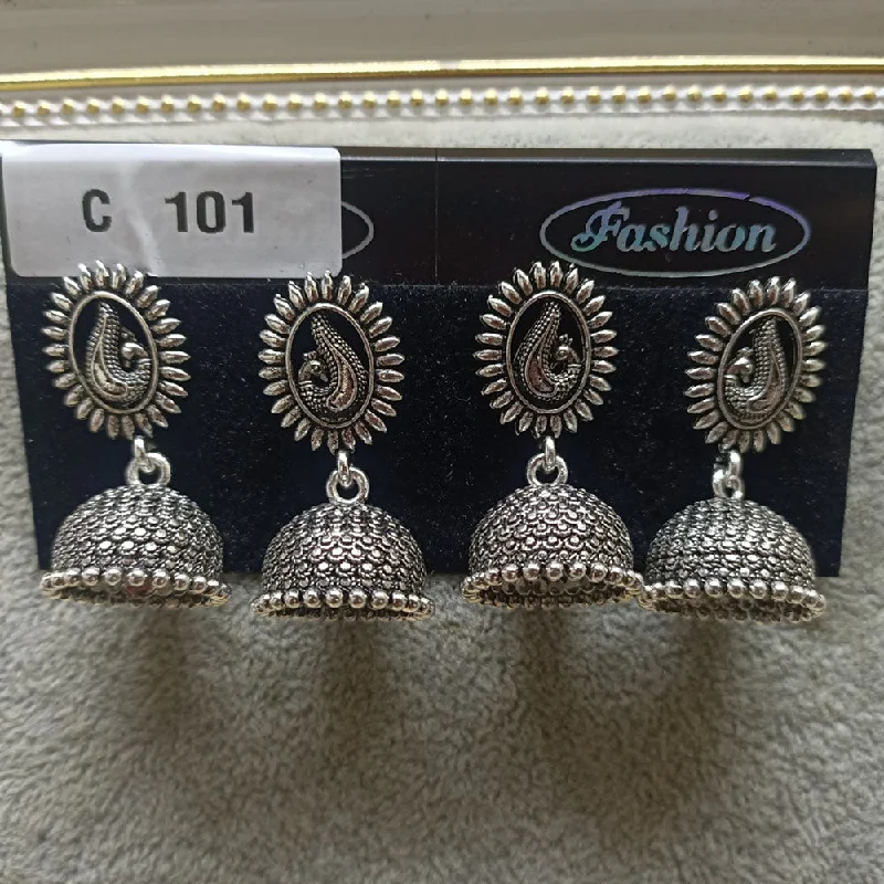 women’s cuff earrings-Tahura Oxidized Plated Pack Of 24  Jhumki Earrings - TAHEAR98