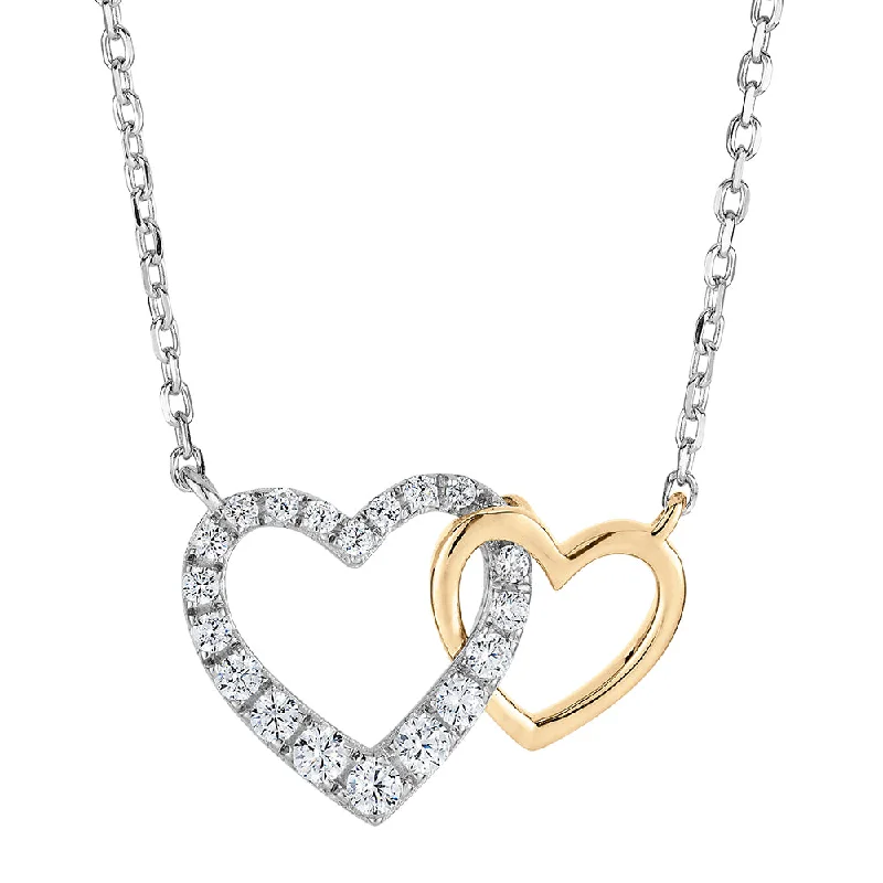 women’s lock and key necklace-Necklace with 0.22 carats* of diamond simulants in 10 carat yellow gold and sterling silver