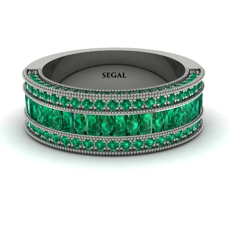 women’s gold band engagement rings-Emerald 14K Gold Pave Wedding Band - Mikayla No. 21