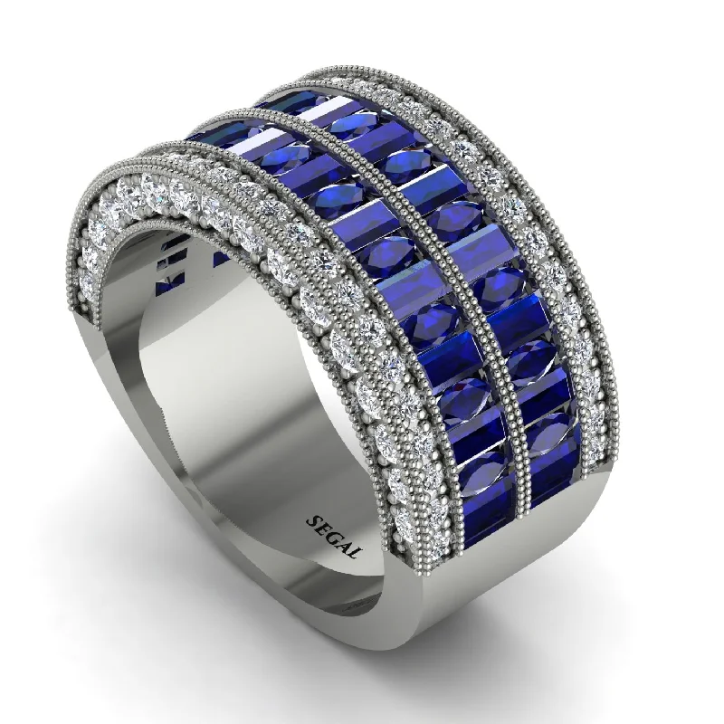 women’s antique style engagement rings-Sapphire Multi-Row Halo Wedding Band - Blake No. 15