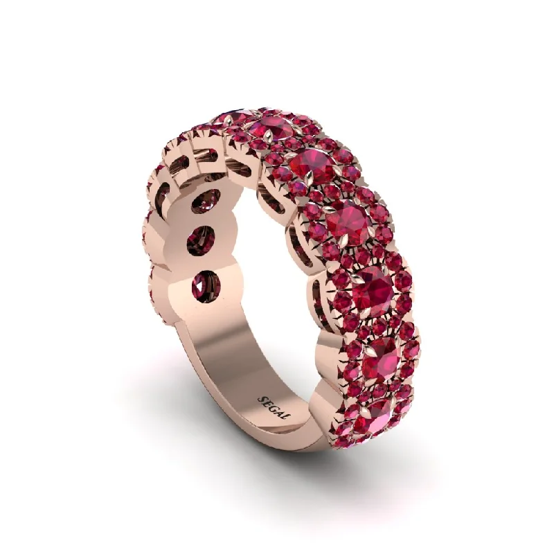 women’s radiant cut engagement rings-Ruby Blossoming Love Halo Wedding Band - Annalise No. 56