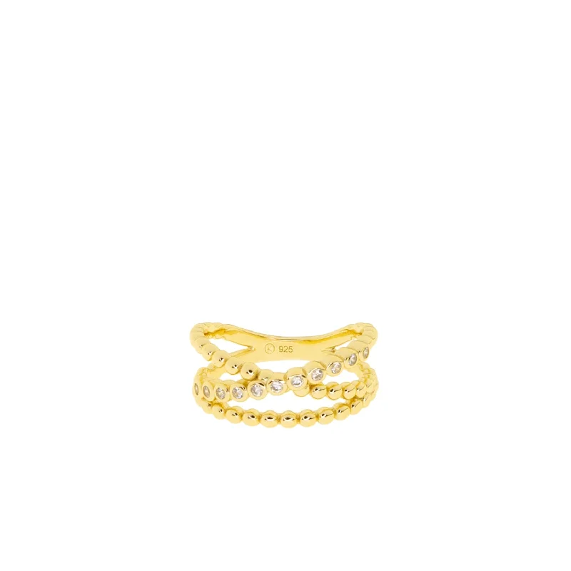 women’s sophisticated ring-cz and plain ball crossover ring