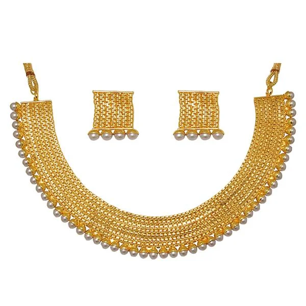 women’s eternity circle necklace-Utkrishtt Pearl Gold Plated Traditional Necklace Set - 1104506