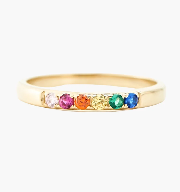 women’s vintage ring-Mini Rainbow Band Ring