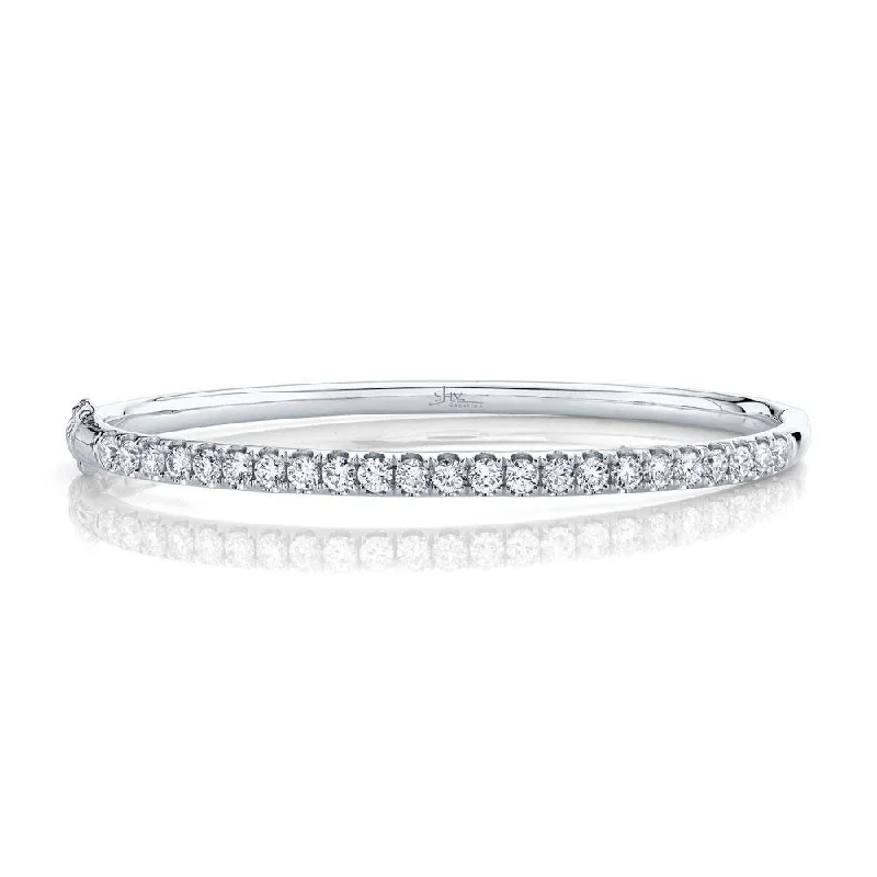 women’s sterling silver bracelet-14K White Gold Diamond Bangle