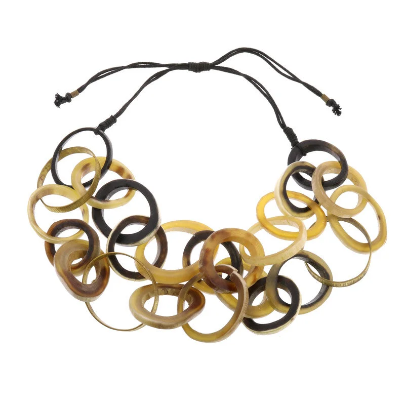 women’s cuff necklace-Teton Necklace, Horn & Brass