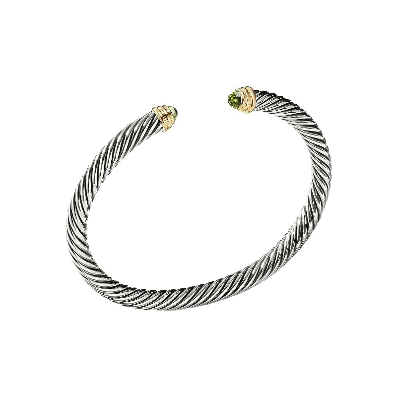 women’s bracelet set-Peridot Two-Tone Cable Classic Cuff