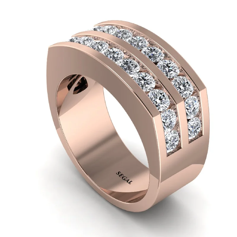 women’s custom engagement rings-Diamond Double Row Wedding Band - Kai No. 2