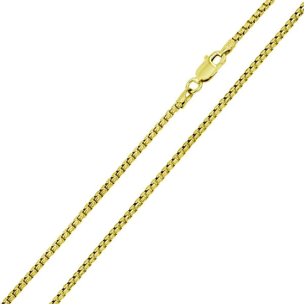 women’s custom bracelet-Silver 925 Gold Plated Round Box Chain 2.6mm