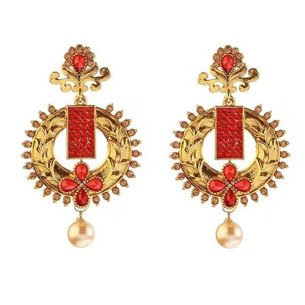 women’s diamond stud earrings-Kriaa Kundan Pearl Drop Gold Plated Dangler Earring