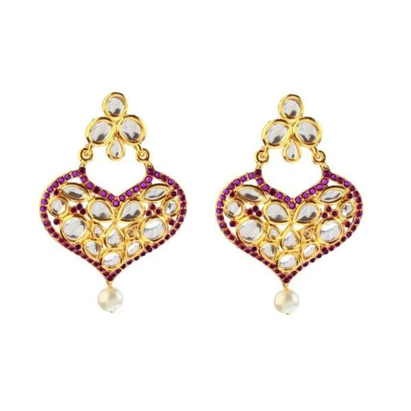 women’s dainty earrings-The99jewel Purple Pota Stone And Kundan Danglers Earrings