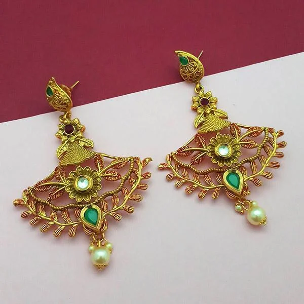 women’s geometric earrings-Nikita Arts Gold Plated Stone And Meenakari Copper Matte Dangler Earrings - 1313118A