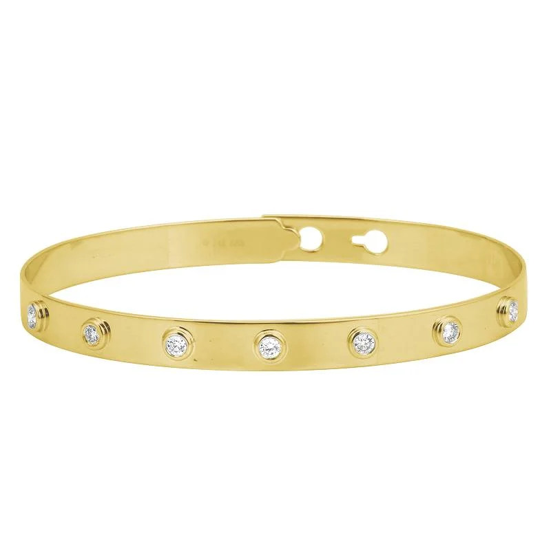 women’s sapphire bracelet-14k Yellow Gold Diamond Bezel Setting Bangle