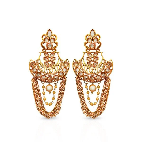 women’s handmade earrings-Kriaa AD Stone Gold Plated Dangler Earrings - 1312921A