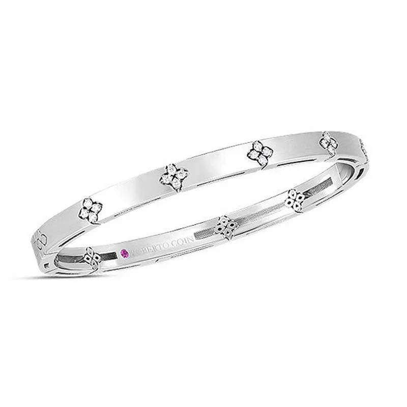 women’s handmade bangle-18kt White Gold Love In Verona Narrow Diamond Bangle