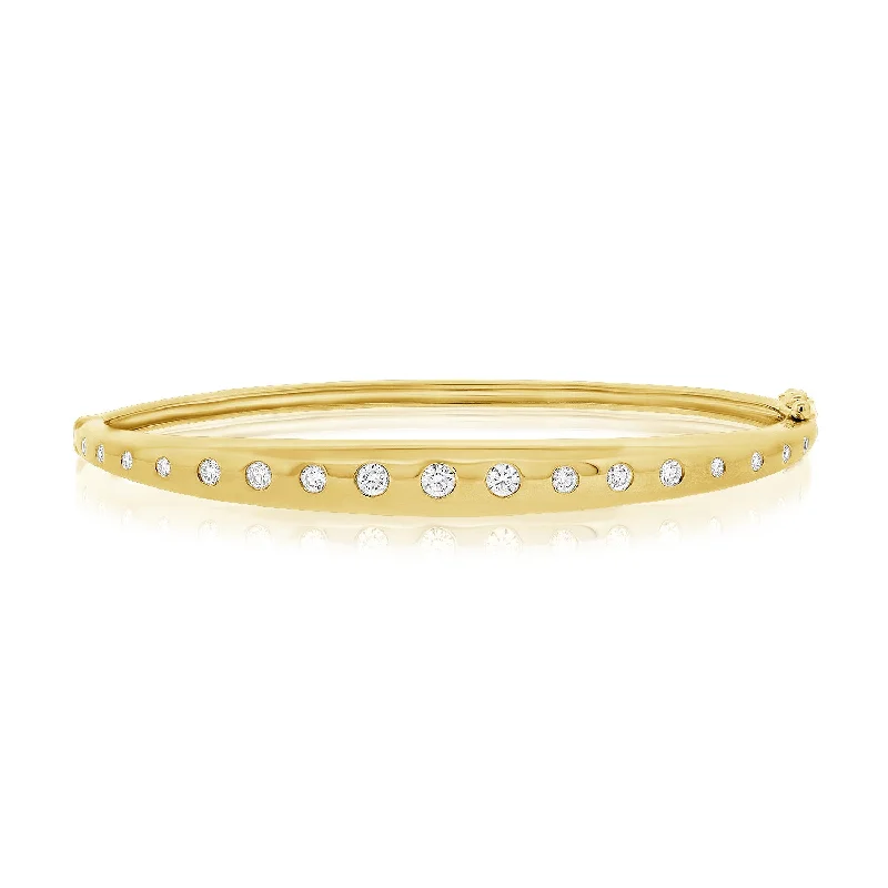 women’s gold bangle-Sleek 14K Gold Diamond Bangle with 0.58 Carats