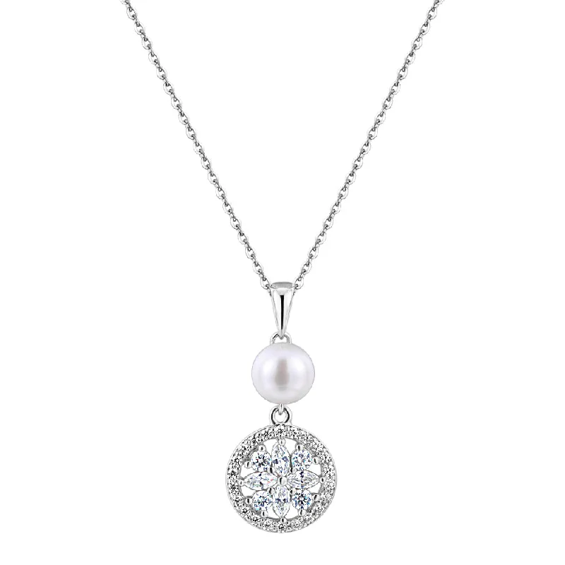 women’s delicate necklace-Cultured freshwater pearl drop necklace in sterling silver