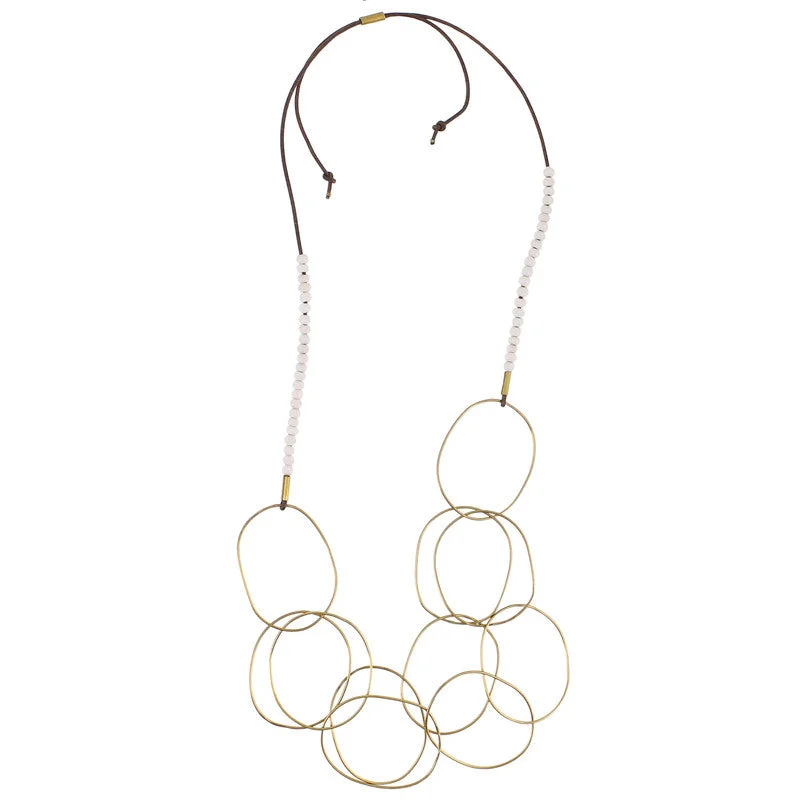 women’s art deco necklace-Lombok Organic Link Necklace - White