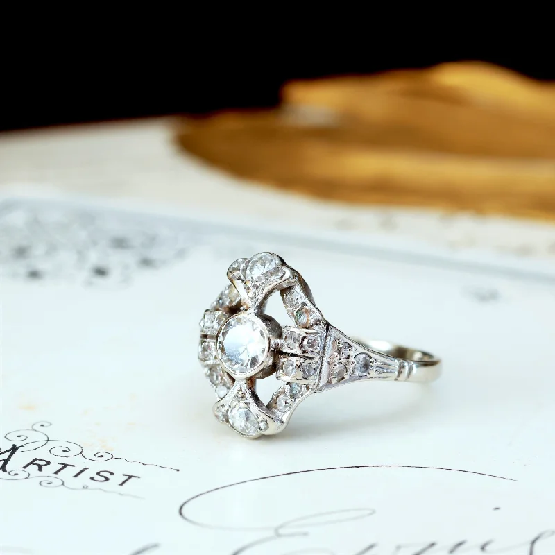 women’s engagement ring-Quite Exquisitely Vintage Art Deco Diamond Cluster Ring