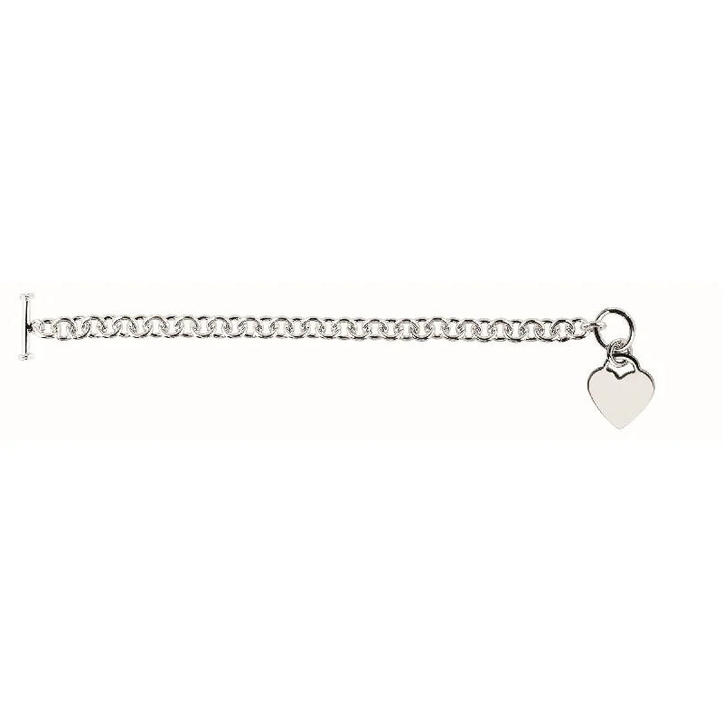 women’s silver bangle-Silver Medium Heart Toggle