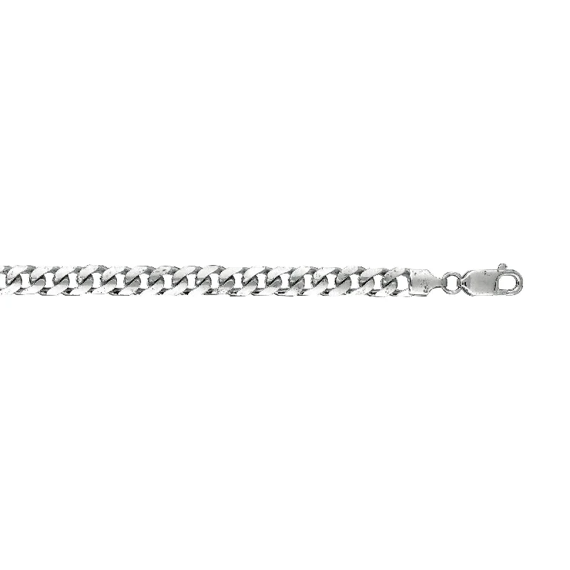 women’s pearl and gold bracelet-14kt 8.50 inches White Gold 5.8mm Diamond Cut Miami Cuban Link Chain with Lobster Clasp