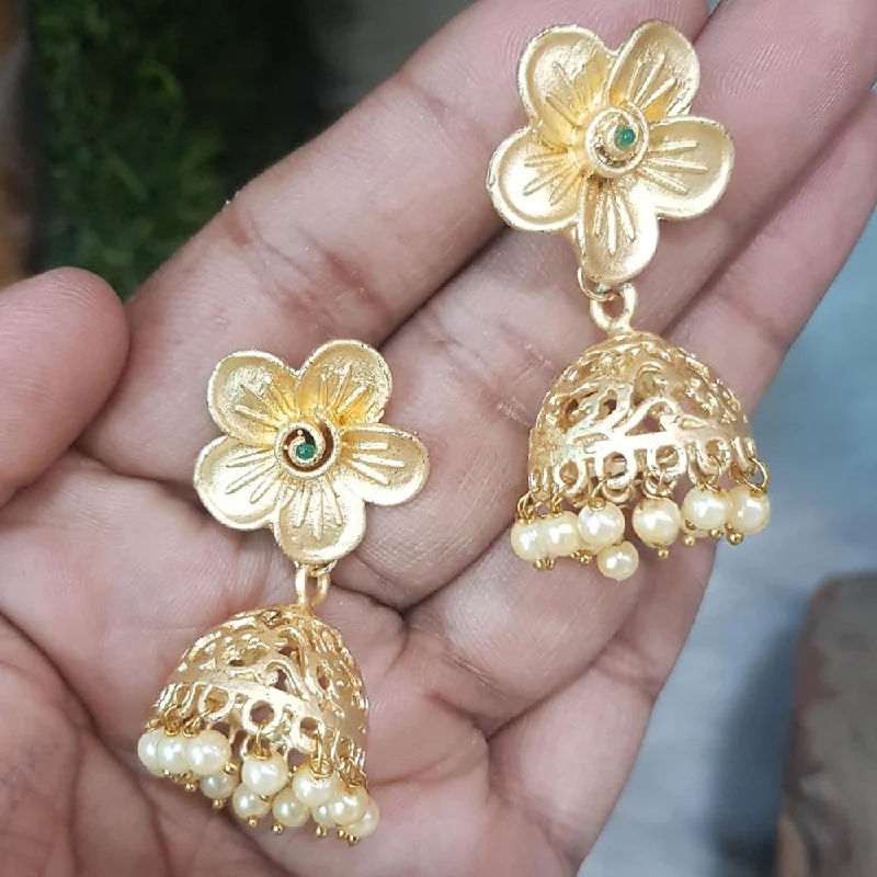 women’s gold earrings-Shreeji Gold Plated Jhumki Earrings