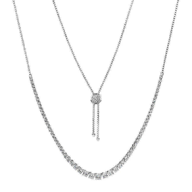 women’s elegant diamond necklace-Slider necklace with 7.28 carats* of diamond simulants in sterling silver