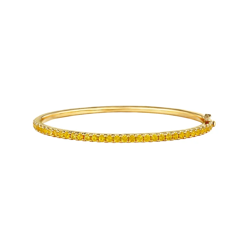 women’s cubic zirconia bracelet-Stackable Bangle with Yellow Sapphires