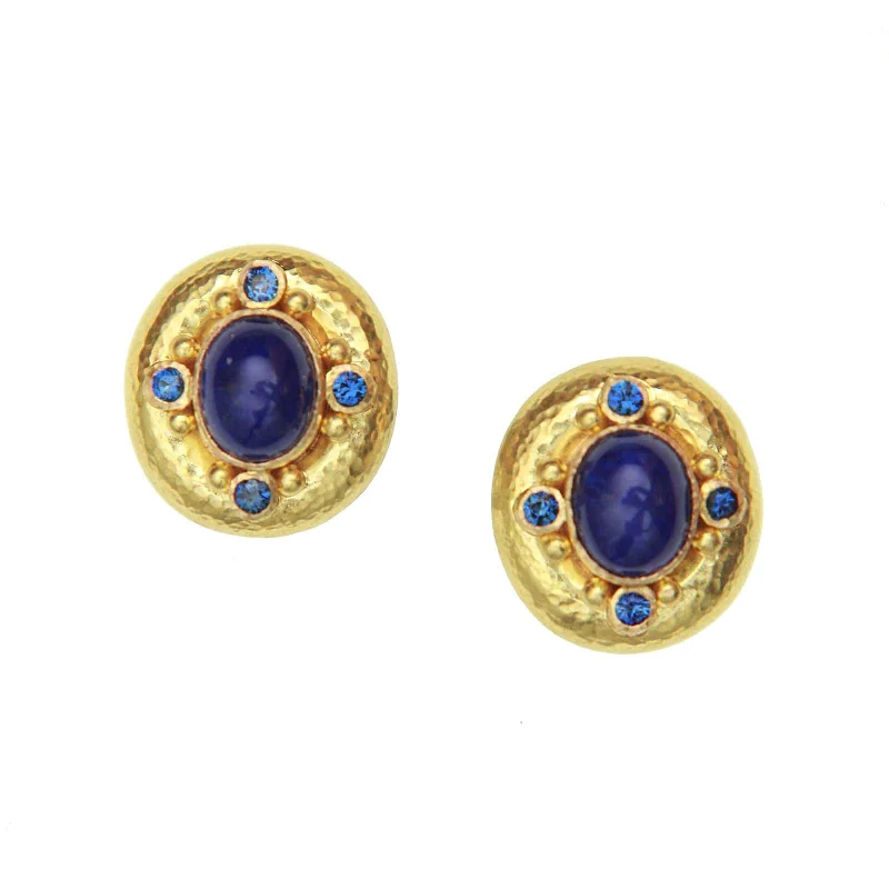 women’s cluster earrings-Lapis and Blue Sapphire Earrings