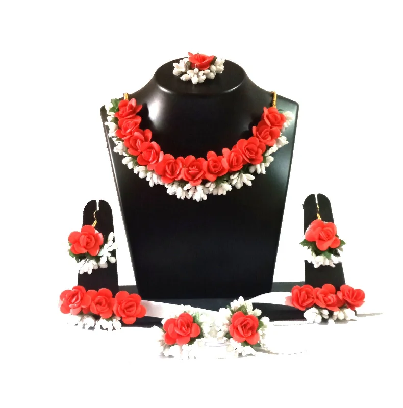 women’s statement necklace-Kavya's Kreation Flower Necklace Set for Haldi Ceremony / Baby Shower