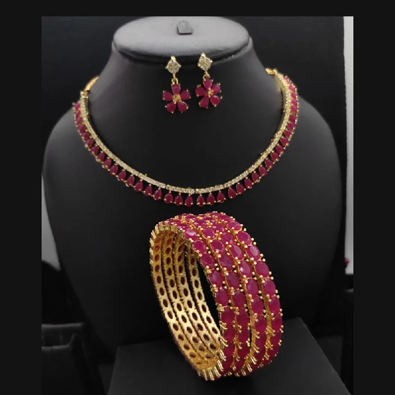 women’s elegant necklace-Manisha Jewellery Gold Plated Necklace And Bangles Set